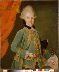 Portrett av grev Karl Gustav von Simolin (1715-1777). Maleri av Leonhard Schorer (1715-1777), olje på lerret. tysk kunst