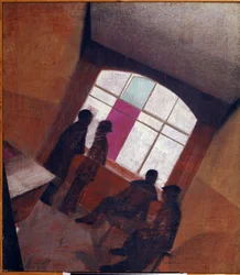 ""Silhuetter i et rom"" Maleri av Leonid Terentievich Chupyatov (Chupiatov) (1890-1941) ca. 1920 Privat samling