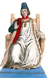 den franske kongen Ludvig XI iført Saint Michel-ordredrakt