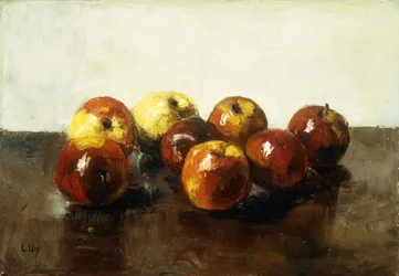 Et stilleben av epler,