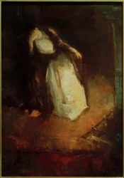 Kvinne ved peisen (dreverie ved peisen)