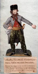 Fransk revolusjon: "" medlem av revolusjonskomiteen"" Gouache des freres Lesueur (1700-tallet). Musée Carnavalet, Paris