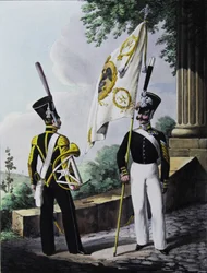Porte-epee-Praporshchik og hornist fra garnisonbataljonen, 1829