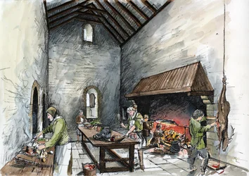 Kjøkkenblokk eller "hold" på Wolvesey, Old Bishop's Palace, c1160, c2000s
