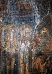 Kristus og helgener, freskomaleri i kirken Agios Ioannis, Kantanos, Kreta, Hellas (bilde)