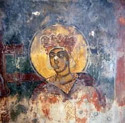Fresco i den bysantinske kirken Agios Georgios
