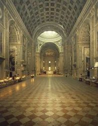 Italia, Lombardia, Mantua, Basilica of Saint Andrew designet av arkitekten Leon Battista Alberti, på oppdrag av Ludovico II Gonzaga