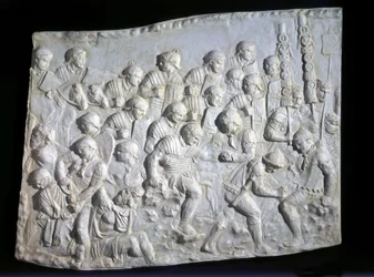 Roman Førstehjelp blir gitt til en romersk soldat, Trajans frise