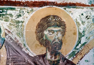 Helgen, detalj fra freskomaleri i kirken Agios Georgios, Mourne, Kreta, Hellas (bilde)