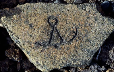 Steingravering, Puako Petroglyph Archaeological District, Island of Hawaii, USA