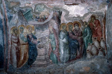 Bryllupet i Cana, freskomaleri i Agia Sophia-kirken