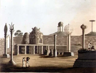 En maurisk moské i Bangalore, plansje 19 fra «Maleriske scenerier i Kongeriket Mysore», utgitt av Edward Orme (1774-c.1820), 1804, etter Lieutenant James Hunter