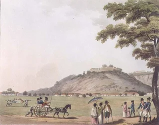 En utsikt over Mount St. Thomas, nær Madras, plate 20 fra &39;Pittoreske scenerier i kongeriket Mysore&39;, gravert av H. Merke (fl. 1800-20) pub. av Edward Orme (1774-c. 1820) 1804 (akvatint)