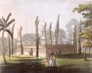 Killaders grav, Ouscottah, plate 27 fra &39;Pictorial Scenery in the Kingdom of Mysore&39;, gravert av H. Merke (fl. 1800-20) pub. av Edward Orme (1774-c. 1820) 1804 (akvatint)
