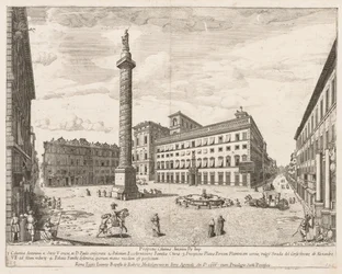 Piazza Colonna fra "Utsikt over landemerkene i byen Roma"