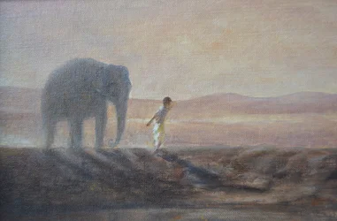 Gutt og elefant