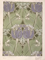 Design for et blomstrete vevd tekstil, ca. 1905 (akvarell på papir)