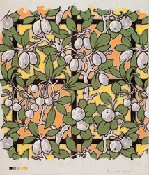 Mixed Fruit on Trellis, design for trykt bomull, 1900-tallet