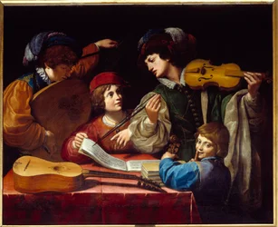 Et konsertmaleri av Leonello Spada (1576-1622) 1615 ca. Sol. 1,43x1,72 m