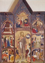 Altertavle med den hellige Johannes Døperen: scener fra hans liv. Maleri av Luis Borrassà (1350-1424). Museet for dekorativ kunst, Paris