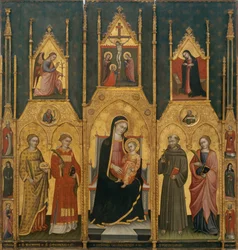 Jomfru Marias altertavle med de hellige Agatha, Stefanus, Frans og en martyrhelgen