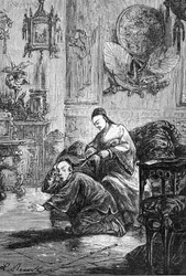 Tegning av Leon Benett, fra Jules Vernes bok «En kinesers prøvelser i Kina» - Hetzel-utgaven/Ekstraordinære reiser 1879.