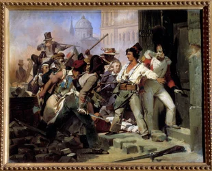 Episode fra revolusjonen i 1830 i Paris. Maleri av Léon Cogniet (1794-1880). 19. århundre. Orléans, Kunstmuseet