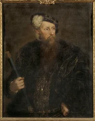Gustave I Vasa de Suede - Portrett av kong Gustav I av Sverige (1496-1560), av Pasch, Lorenz, den yngre (1733-1805). Olje på lerret, ca. 1768. Mål: 98,5x78,5 cm. Nationalmuseum Stockholm