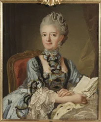 Louise Ulrique de Prusse, reine de Suede et Finlande - Portrett av Louisa Ulrika av Preussen (1720-1782), dronning av Sverige, av Pasch, Lorenz, den yngre (1733-1805). Olje på lerret