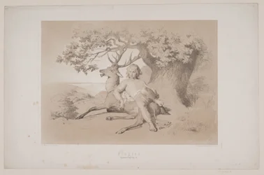 Flyturen, s. 23, illustrasjon til Christian Winthers "Flight of the Deer"