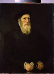 ""Portrett av en gammel mann"" (Portrett av en gammel mann) Maleri tilskrevet Lorenzo Lotto (1480-1556) rundt 1550 Dim. 93x72 cm St. Petersburg Eremitagemuseum