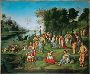 Musenes rike, malt for Isabella d#39;Estes studio i Mantua …