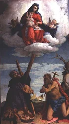 Madonna og Child in Glory med St. Andrew og St. Jerome
