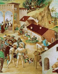 Høyre side av Capella Suardi, kirken Santa Barbara i … (veggmaleri)