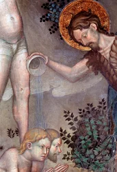 Døperen Johannes som døper folkemengdene i Jordanelven, detalj (Fresco