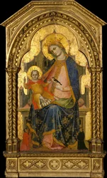 Madonna og barn tronet med to givere, ca. 1360-65.