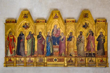 Madonna og barnet på tronen (tempera på tre)