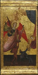 Saint Lawrence går i forbønn for sjelen til keiser Henry II. Scener fra Saint Lawrences liv, predella, ca 1412