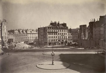 Arbeider på "place de l'Opera" i Paris i 1868, foto av Louis-Emile Durandelle