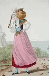 Meieripike fra Cherbourg-regionen, ca. 1820 (litho-farge)