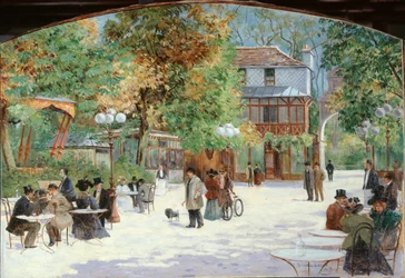 På Château de Madrid-hytten i Boulogne-skogen, cirka 1895 (olje på lerret)