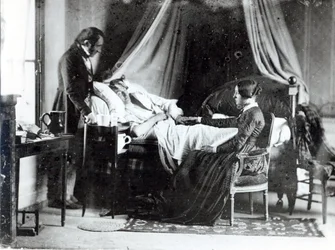 Legens besøk hos pasienten, ca. 1840-50