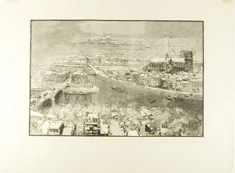 Paris under snø, sett fra Saint-Gervais-tårnet
