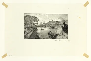Louvre, sett fra Pont-Neuf, plate tretten fra Langs Seinen og Boulevardene