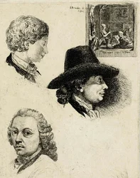 Coclers, LB, Studieark med portretter av Louis Bernard Coclers og familie (Rijksmuseum)