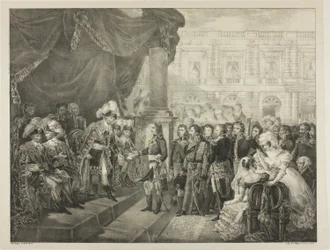 Mottak av Directory, plate 29 fra The Political and Military Life of Napoleon