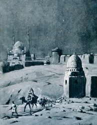 Moskeen til Muhammad Ali under måneskinn, Kairo, Egypt, 1928