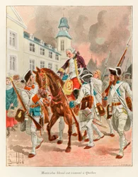 bombet Louis (1862 - 1927); General Louis Joseph (Louis-Joseph) fra Montcalm (1712-1759) skadet ble returnert til Quebec etter slaget ved Abrahamsslettene 13. september