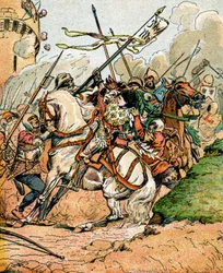 Fangst av Jeanne d'Arc i Compiegne, ca. 1900 (illustrasjon)