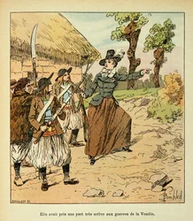 Illustrasjon av Bombled Louis (1862-1927) fra boken "The Memorial of Saint Helene" av grev Emmanuel de Las Cases (1766-1842): War of Vendee, privat samling
